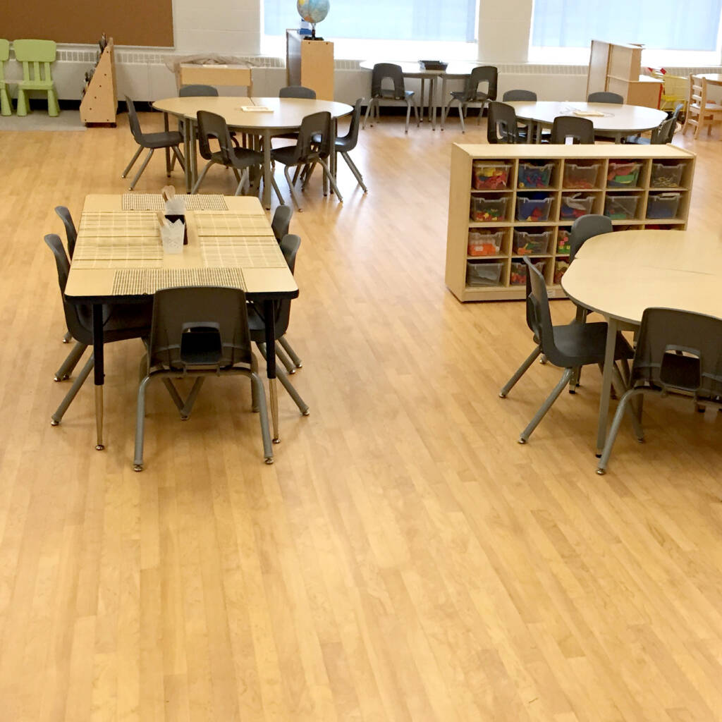 Kindergarten with synthetic vinyl flooring